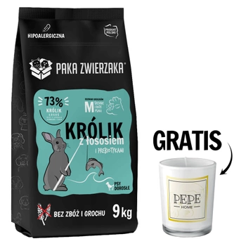 Pet Pack 9kg Seven'th Heaven-Κουνέλι με σολομό 9kg + PAKA ZWIERZAKA - κερί PEPE