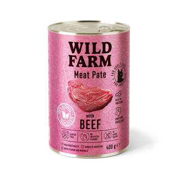 WILD FARM Pate με μοσχάρι 400g - τροφή για γάτες χωρίς γλουτένη