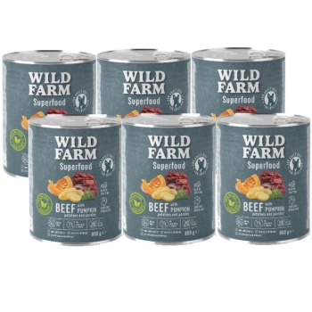 WILD FARM Superfood Beef (Μοσχάρι με κολοκύθα, πατάτες και μαϊντανό) 6x800 γρ. τροφή για σκύλους χωρίς σιτηρά