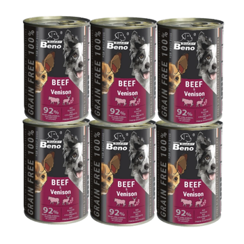 Super Beno ΣΚΥΛΟΣ χωρίς δημητριακά μπουκιές με μοσχάρι και κυνήγι σε σάλτσα 6x415g