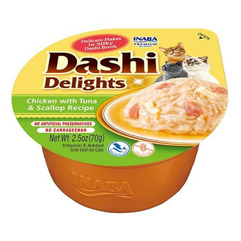 Συμπληρωματική τροφή για γάτες Inaba DASHI - ζωμός με γεύση κοτόπουλο και τόνο 70 g
