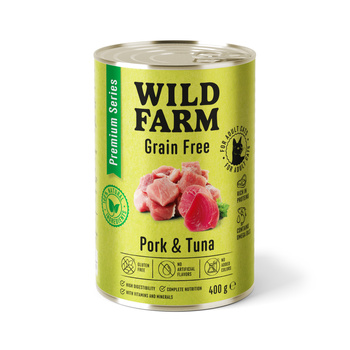 WILD FARM Premium Grain Free Pork and Tuna 400g - τροφή για γάτες χωρίς σιτηρά