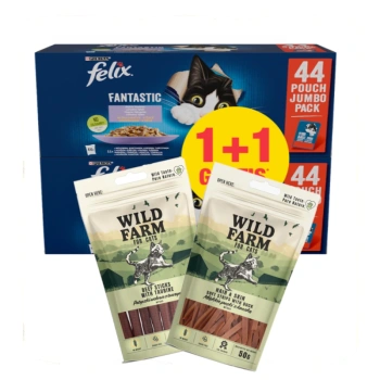 Felix σε φακελάκι ζελέ MEAT MIX 44x85g 1 + 1 ΔΩΡΕΑΝ + WILD FARM 2x50g