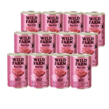 WILD FARM Pate με μοσχάρι 12x400g - τροφή για γάτες χωρίς γλουτένη