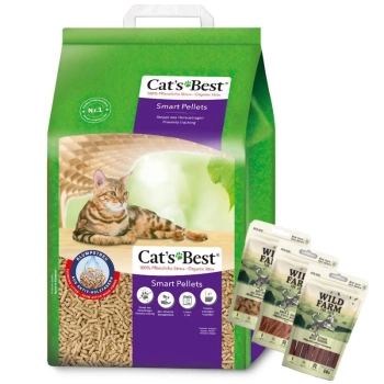 Rettenmaier Polska JRS Cats Best Smart Pellets 20l/10kg + WILD FARM λιχουδιά για γάτες mix 3x50g