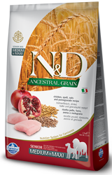 Farmina N&D Ancestral Grain Canine Senior Medium&Maxi Chicken&Pomegranate 12kg