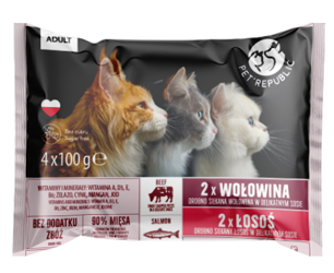 PetRepublic Κομμάτια σε ντελικάτη σάλτσα βοδινού σολομού 4x100g