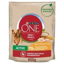 Purina One Mini/Small Active Dog Food Κοτόπουλο με ρύζι 800g