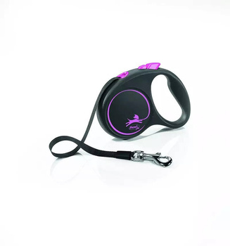 Flexi Leash Μαύρο σχέδιο L ταινία 5m έως 50kg ροζ