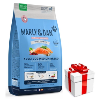 Marly & Dan Ενήλικος Σκύλος Μεσαίας Φυλής Φρέσκος Σολομός Ολιστική & Υποαλλεργική Ξηρά Τροφή 12kg + Δωρεάν Έκπληξη για τον Σκύλο