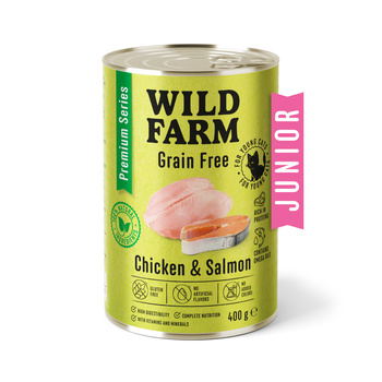 WILD FARM Premium Grain Free Chicken and Salmon 400g - τροφή για γατάκια χωρίς κόκκους