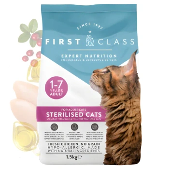 First Class Sterilised 1,5kg - ξηρά τροφή για στειρωμένες γάτες με γεύση κοτόπουλου