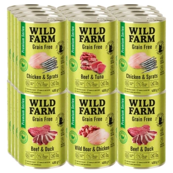 WILD FARM Premium Grain Free Mix flavours 24x400g - τροφή για γάτες χωρίς κόκκους