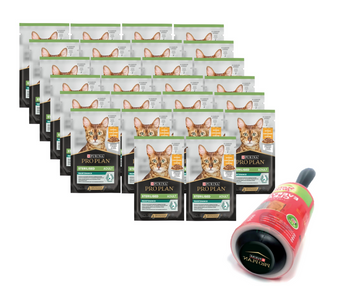 Purina Pro Plan Αποστειρωμένο με κοτόπουλο για γάτες 26x85g + PRO PLAN Κύλινδρος ρούχων
