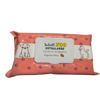 SalviettZOO XL - μαντηλάκια περιποίησης σκύλων και γατών 40 τεμάχια (με άρωμα ροδάκινο)