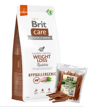 BRIT CARE Weight Loss Rabbit 12kg + WILD FARM Rabbit Strips 500g λιχουδιές για σκύλους