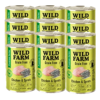 WILD FARM Premium Grain Free Chicken and Sprats 12x400g - τροφή για γάτες χωρίς σιτηρά