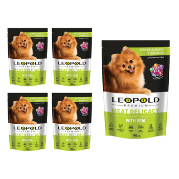 Leopold Premium με μοσχάρι 5x100g - 65% κρέας - για σκύλο