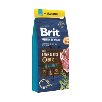 BRIT Premium By Nature Sensitive Αρνί 15kg+3kg