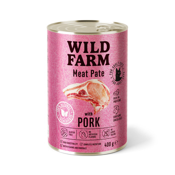 WILD FARM Pate με χοιρινό 400g - τροφή για γάτες χωρίς γλουτένη