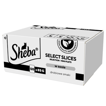 SHEBA Selection Select Slices Poultry Flavour Sachets 120x85 g - υγρή πλήρης τροφή για ενήλικες γάτες, σε σάλτσα