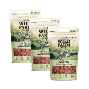 WILD FARM αστέρια αρνιού με ταυρίνη 3x50g λιχουδιές για γάτες