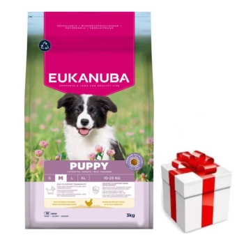 EUKANUBA  Growing Puppy Medium Breed Chicken 3kg  + δωρεάν έκπληξη για το σκύλο σας