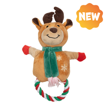 UNIQ PETS ΠΛΟΥΣΙΟ ΠΑΙΧΝΙΔΙ ΓΙΑ ΣΚΥΛΟΥΣ SQUEAKIES δαγκάνα σε σχήμα δακτυλίου ταράνδου με σφυρίχτρα 25x35cm