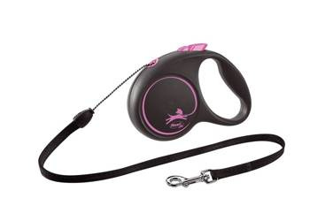 Flexi Leash Black Design M σχοινί 5m έως 25kg ροζ