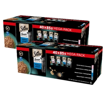 SHEBA Sauce Collection Fish Flavours Sachets 80x85 g - πλήρης υγρή τροφή για ενήλικες γάτες, σε σάλτσα