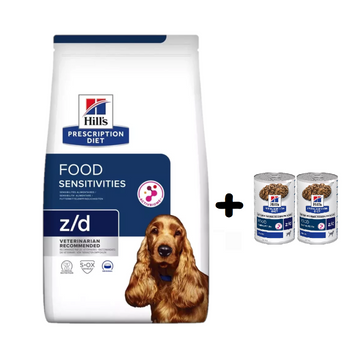 HILL'S PD Prescription Diet Canine z/d Food Sensitivities 10kg + HILL'S PD Prescription Diet Canine z/d Food Sensitivities 2x370g