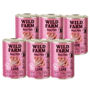 WILD FARM Pate με αρνί 6x400g - τροφή για γάτες χωρίς γλουτένη