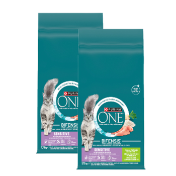 Purina One Sesitive Γαλοπούλα & Ρύζι Τροφή για ενήλικες γάτες 2x9,75kg