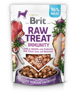 BRIT CARE Dog Raw Treat Immunity Lamb & Chicken με προβιοτικά, σπόρους γαϊδουράγκαθου και δεντρολίβανο 40g