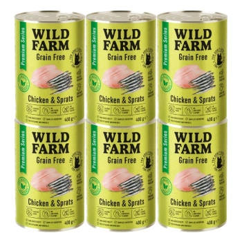 WILD FARM Premium Grain Free Chicken and Sprats 6x400g - τροφή για γάτες χωρίς σιτηρά