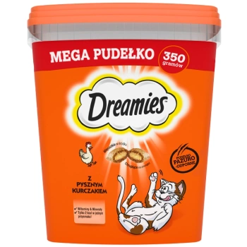 DREAMIES Mega Box 350 g – συμπληρωματική τροφή για ενήλικες γάτες, με νόστιμο κοτόπουλο
