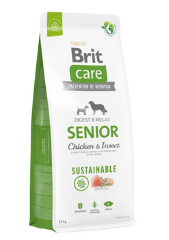 BRIT CARE Dog Sustainable Senior Κοτόπουλο & Έντομα 12kg + Δωρεάν έκπληξη!