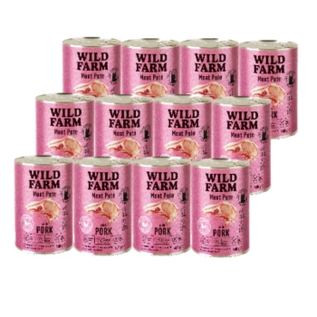 WILD FARM Pate με χοιρινό 12x400g - τροφή για γάτες χωρίς γλουτένη