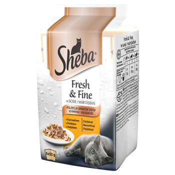 SHEBA φακελάκι 6x50g Fresh & Fine - υγρή τροφή για γάτες σε σάλτσα (με κοτόπουλο, με γαλοπούλα)