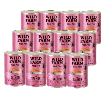 WILD FARM Pate με σολομό 12x400g - τροφή για γάτες χωρίς γλουτένη