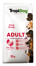 Tropidog Premium Adult Medium & Large Breed γαλοπούλα με ρύζι 12kg