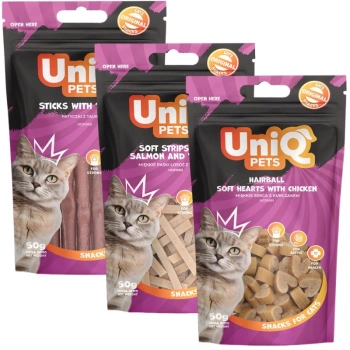 UNIQ PETS Σετ λιχουδιών για γάτες 3x50g