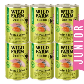 WILD FARM Premium Grain Free Turkey and Salmon 6x400g - τροφή για γατάκια χωρίς κόκκους