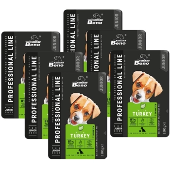 SUPER BENO Junior για κουτάβια όλων των φυλών σε φακελάκι με γαλοπούλα 6x100g