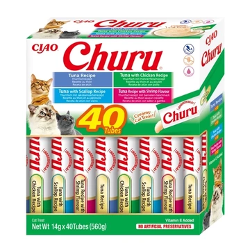 INABA Churu για γάτες - μικτές γεύσεις με θαλασσινά 40x14g