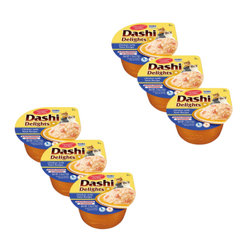 Συμπληρωματική τροφή για γάτες Inaba DASHI - ζωμός με γεύση κοτόπουλο και τόνο 70 g 3+3 GRATIS!