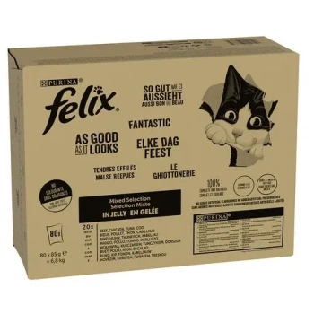 Felix Fantastic Cat Food ποικιλία γεύσεων σε ζελέ 80x85g
