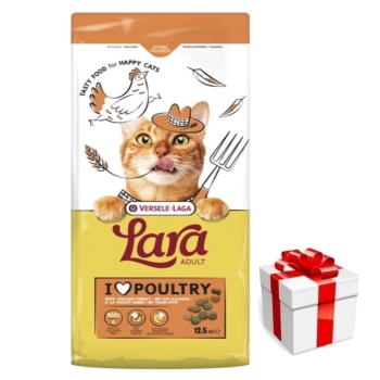 VERSELE-LAGA Lara Adult Turkey & Chicken 12,5kg - τροφή για ενήλικες γάτες με γαλοπούλα και κοτόπουλο + μια δωρεάν έκπληξη για τη γάτα