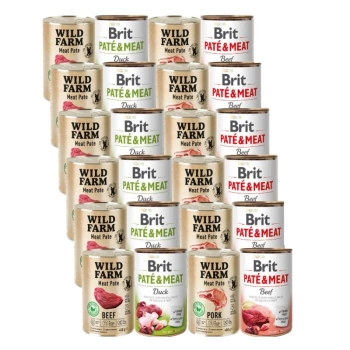 BRIT PATE & MEAT + WILD FARM Pate Mix γεύσεις 24x400g