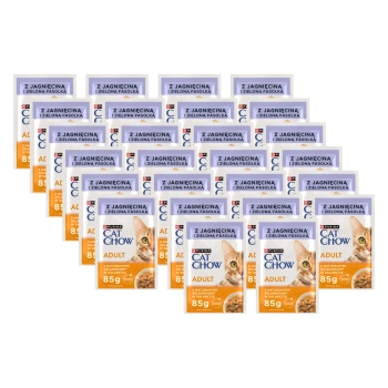 PURINA Cat Chow Τροφή για ενήλικες γάτες με αρνί και πράσινα φασόλια σε ζελέ 26x85g